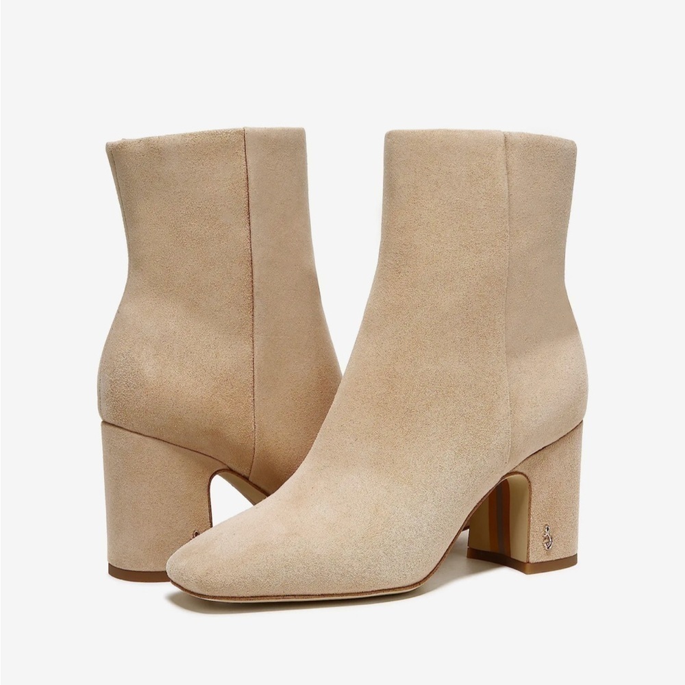 SAM EDELMAN FAWN LEATHER SUEDE BOOTIES COLOR WARM OAT 9M NEW